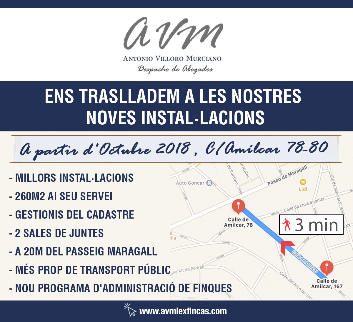 Ens traslladem a les nostres noves instal·lacions al carrer Amílcar 78-80